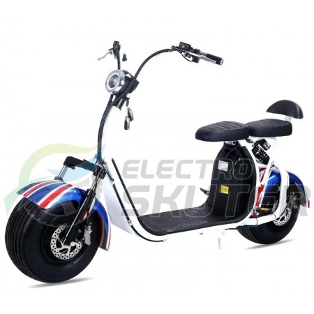 Электроскутер Citycoco X7BR 1500W, 20А 60В Белый/Британский Флаг