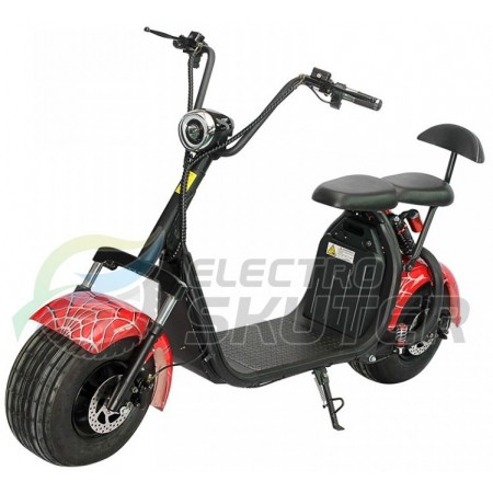 Электроскутер Citycoco X7BR 1500W, 20А 60В Черный/Человек паук